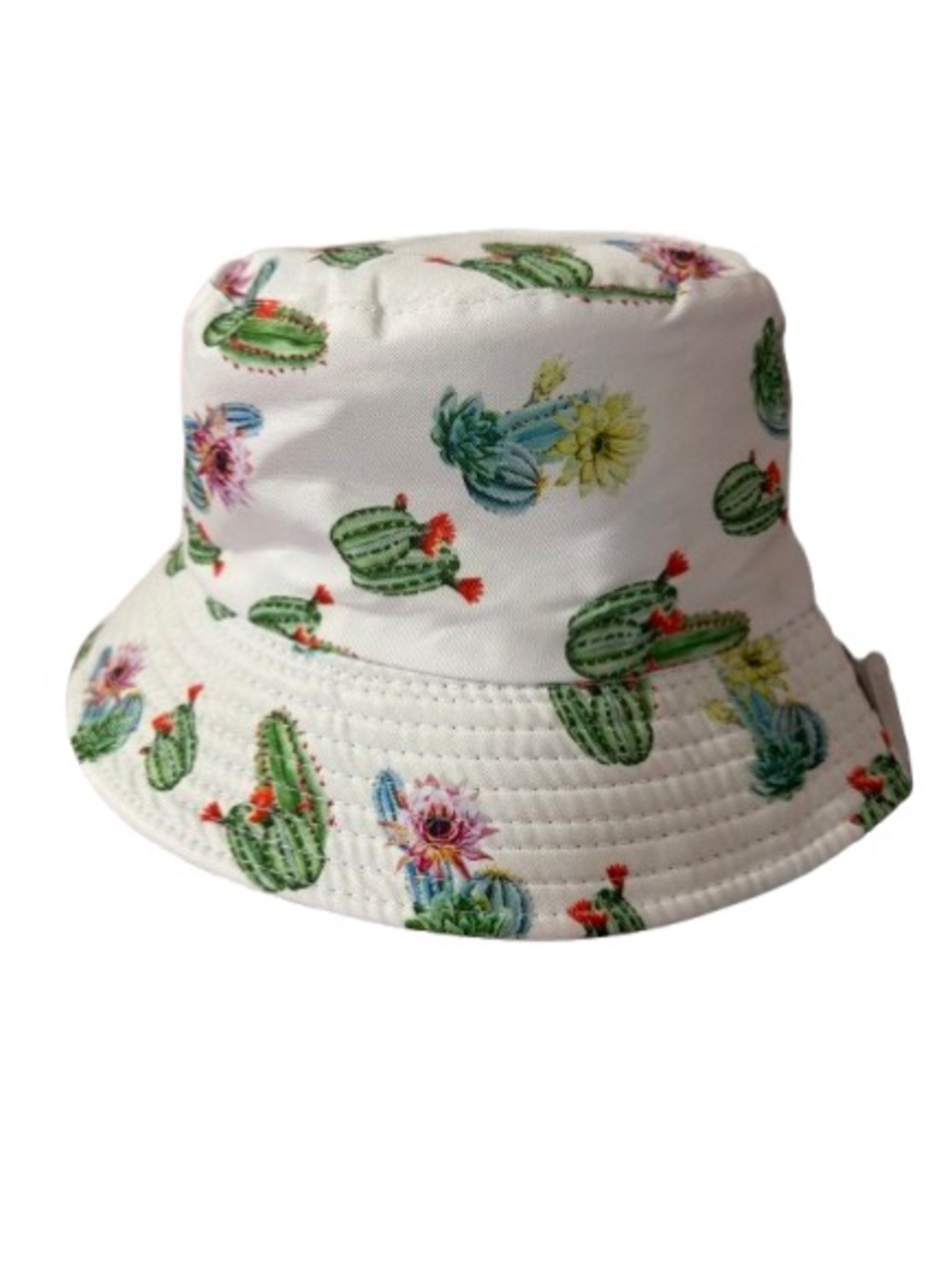 Kids White Cactus Print Bucket Hat -